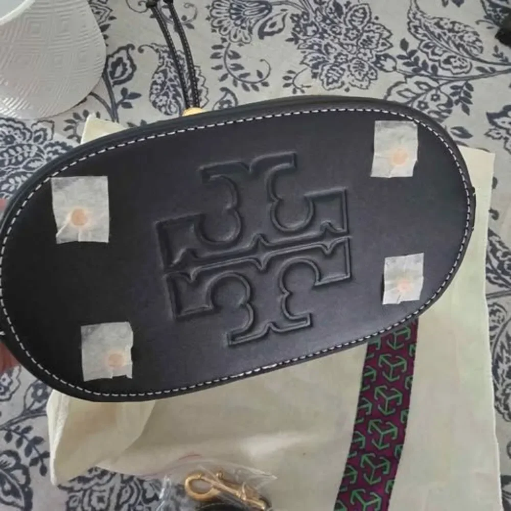 Tory Burch T Monogram Jacquard Navy Bucket Bag New